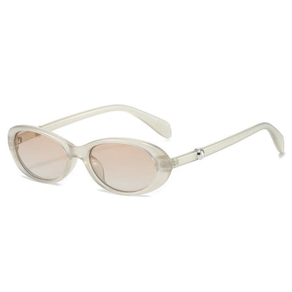 Trendy Oval Sunglasses with Rhinestones and Pearls