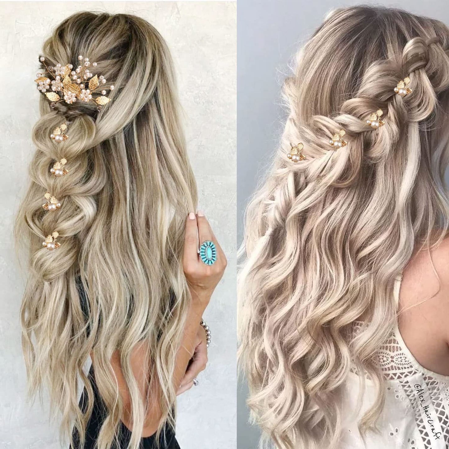 Handmade Pearl Floral Hairpin Set for Weddings