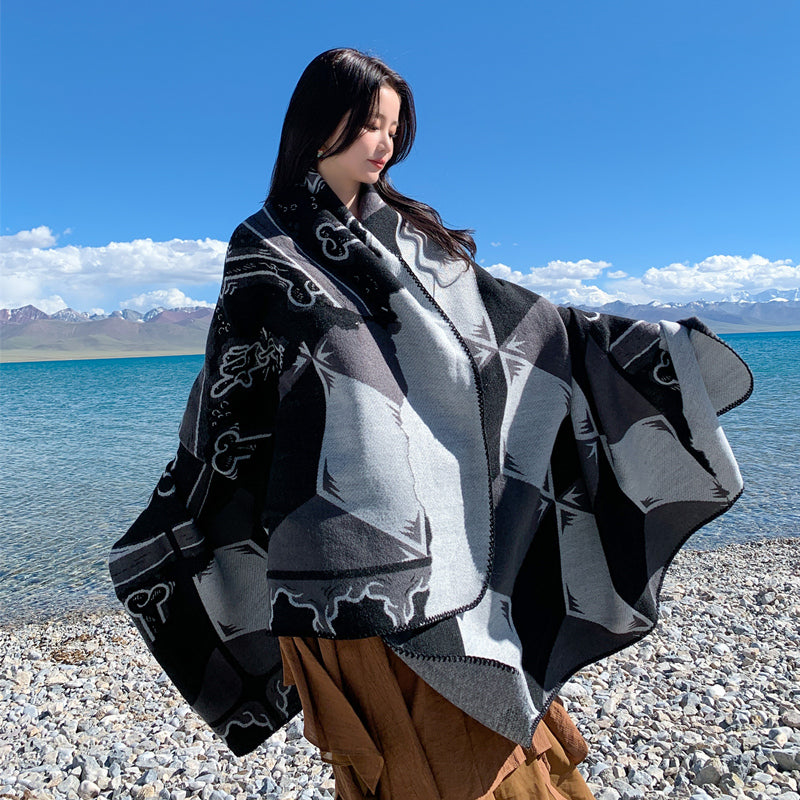 Ethnic Style Shawl Blanket Warm Cloak Cloak Tibetan Scarf