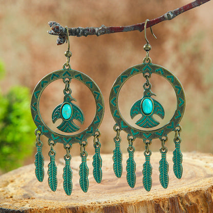 Bohemian Leaf Drop Earrings Vintage Alloy Jewelry