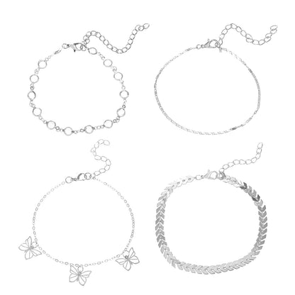 Hellow Out Butterfly Rhinestones Anklet