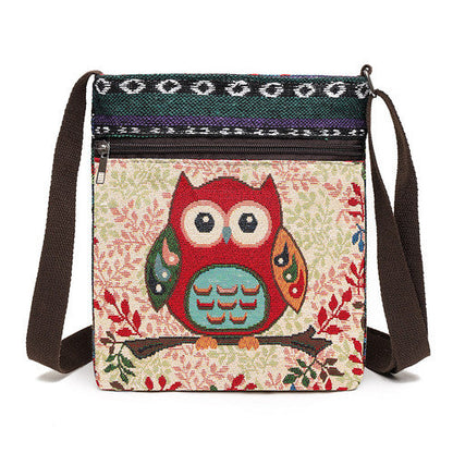 Women'S Crossbody Shoulder Bag Canvas Bag Thai Ethnic Style Embroidery Cute Fashion Lady'S Mobile Phone Bag Shoulder Bag