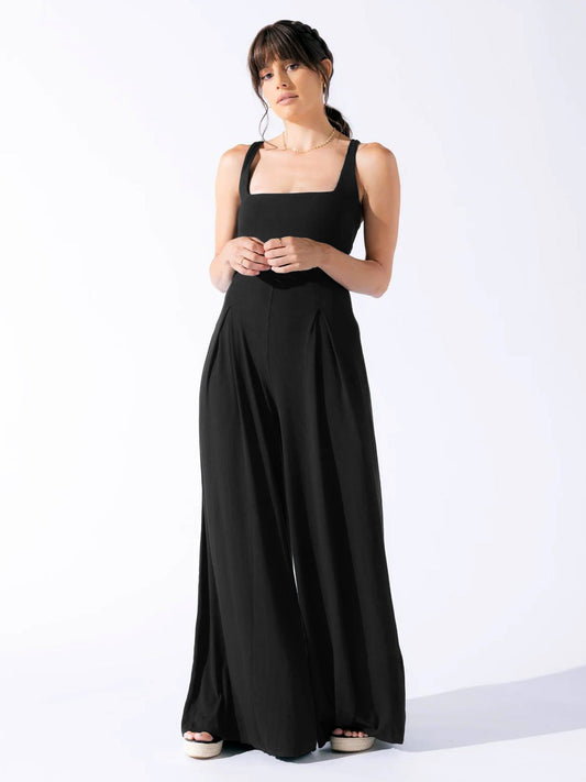 High-Waisted Wide-Leg Jumpsuit Casual Commuter Pants