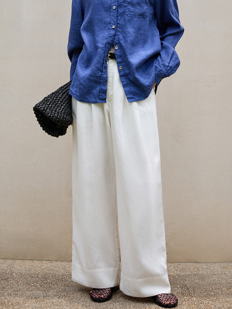 Casual Wide Leg Trousers for Women in Coffee Brown