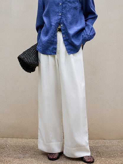 Casual Wide Leg Trousers for Women in Coffee Brown