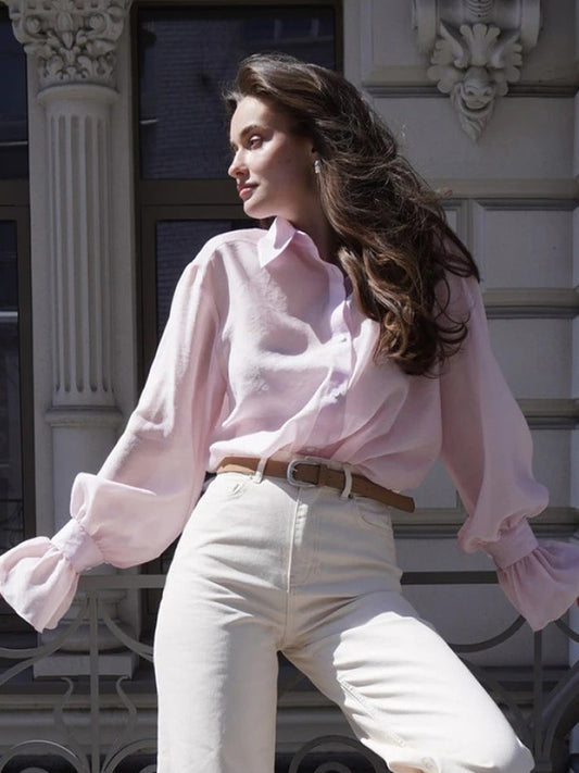 Casual Long Sleeve Shirt for Women - Lyocell Blended Workwear