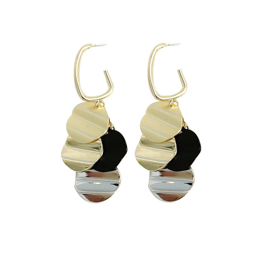 Vintage Color Block Round Tassel Drop Earrings