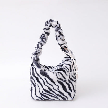 Retro Leopard Print Plush Shoulder Bag Large Capacity Crossbody Bag
