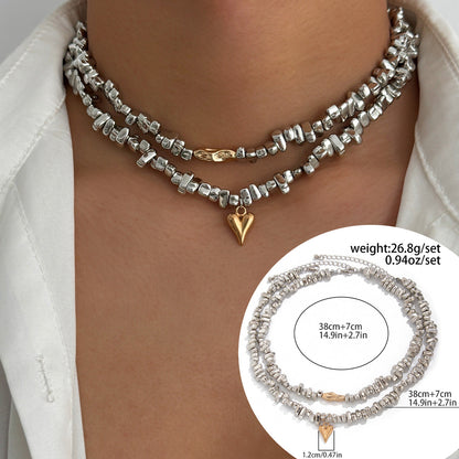 Heart Shaped Pendant Necklace Trendy Casual Alloy Jewelry