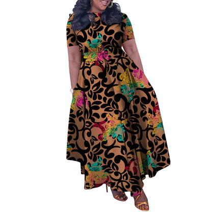 Trendy Printed Maxi Dress With Tie Design