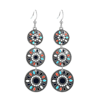 Bohemian Geometric Flower Alloy Earrings Set