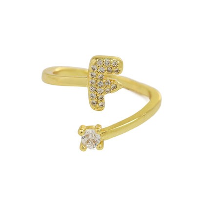 Letters AâZ Sparkling Zircon Adjustable Ring