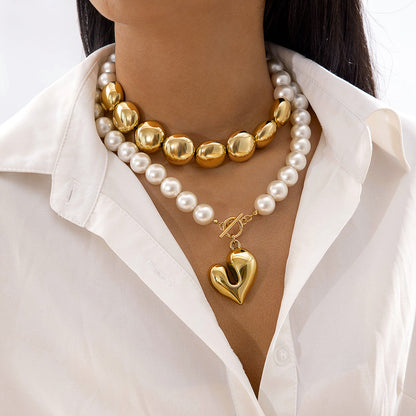 Trendy Ccb Letter Choker Necklace With Handmade Pearl Bow