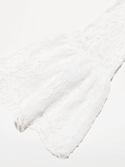 Elegant Square Neck Long Sleeve Lace Blouse