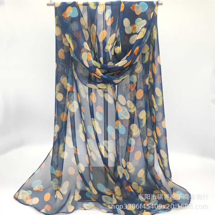 Scarvii - Chiffon Scarf with Coin Circle Print