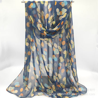 Scarvii - Chiffon Scarf with Coin Circle Print