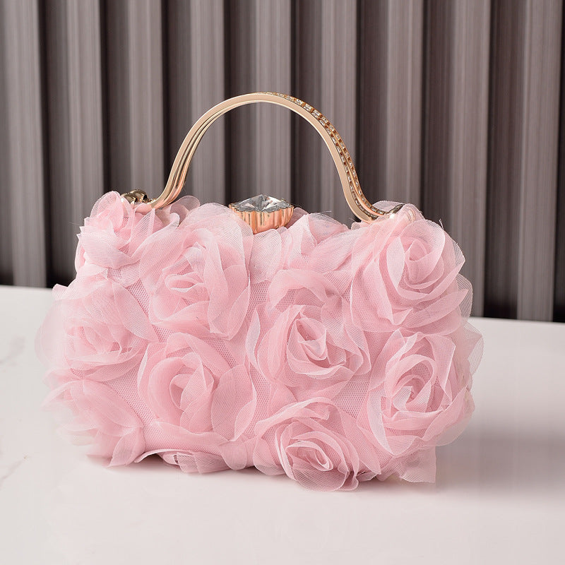 White Floral Evening Bag Elegant Bridal Purse for Parties