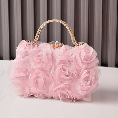 White Floral Evening Bag Elegant Bridal Purse for Parties