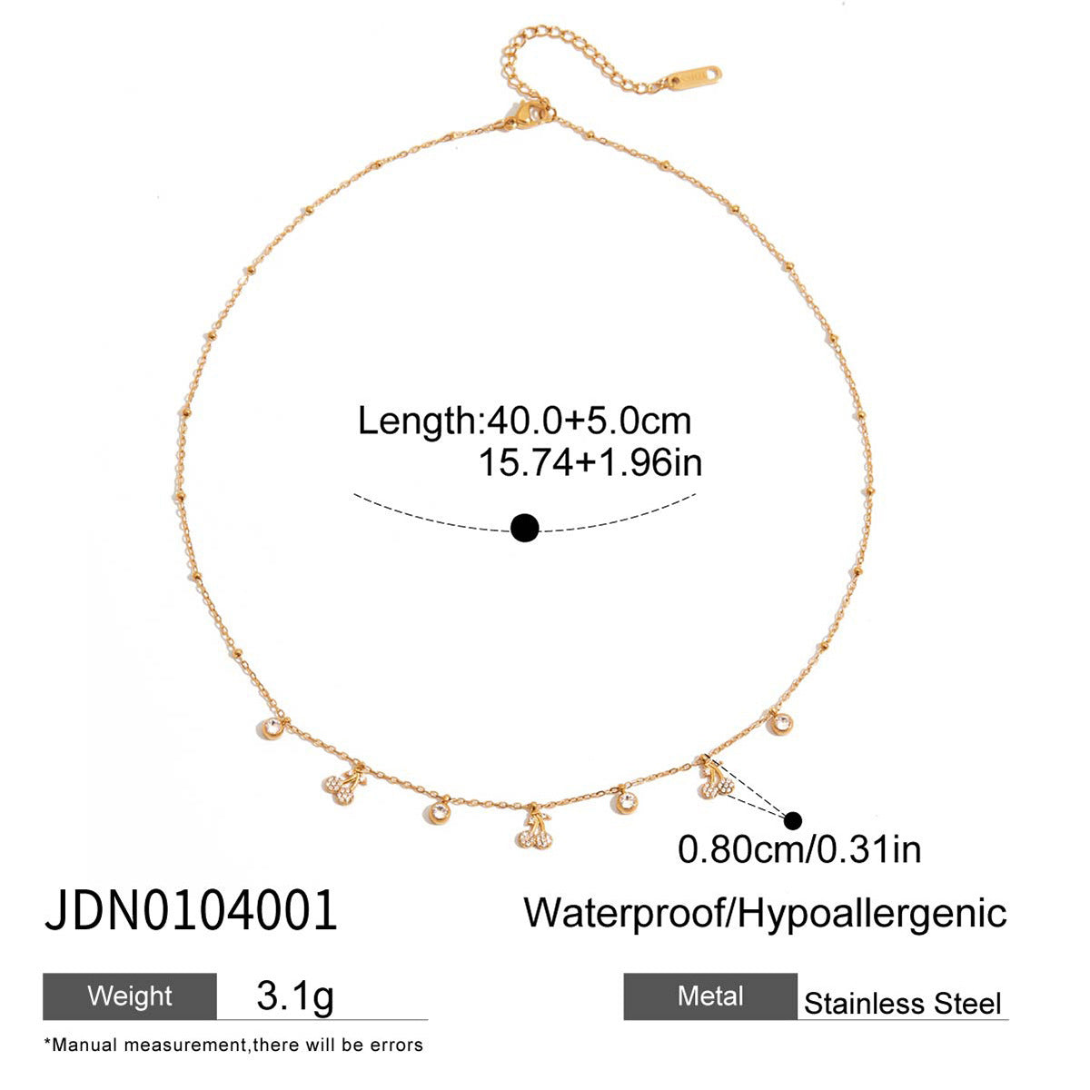 Gold Cherry Charm Zircon Choker Necklace