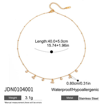 Gold Cherry Charm Zircon Choker Necklace