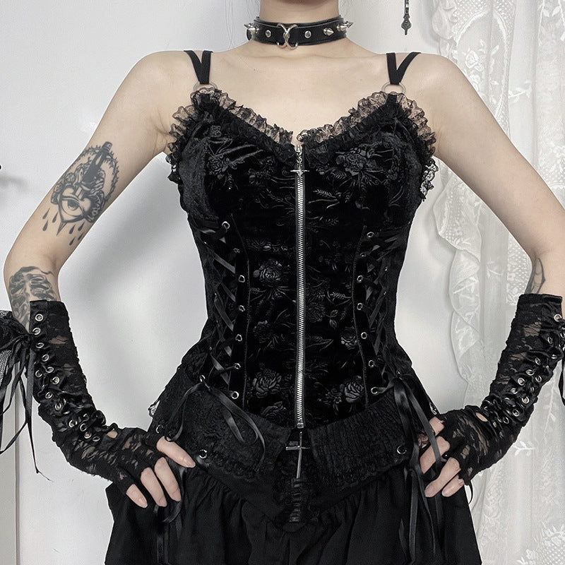 Gothic Summer Rose Cami Top Trendy Casual Blouse
