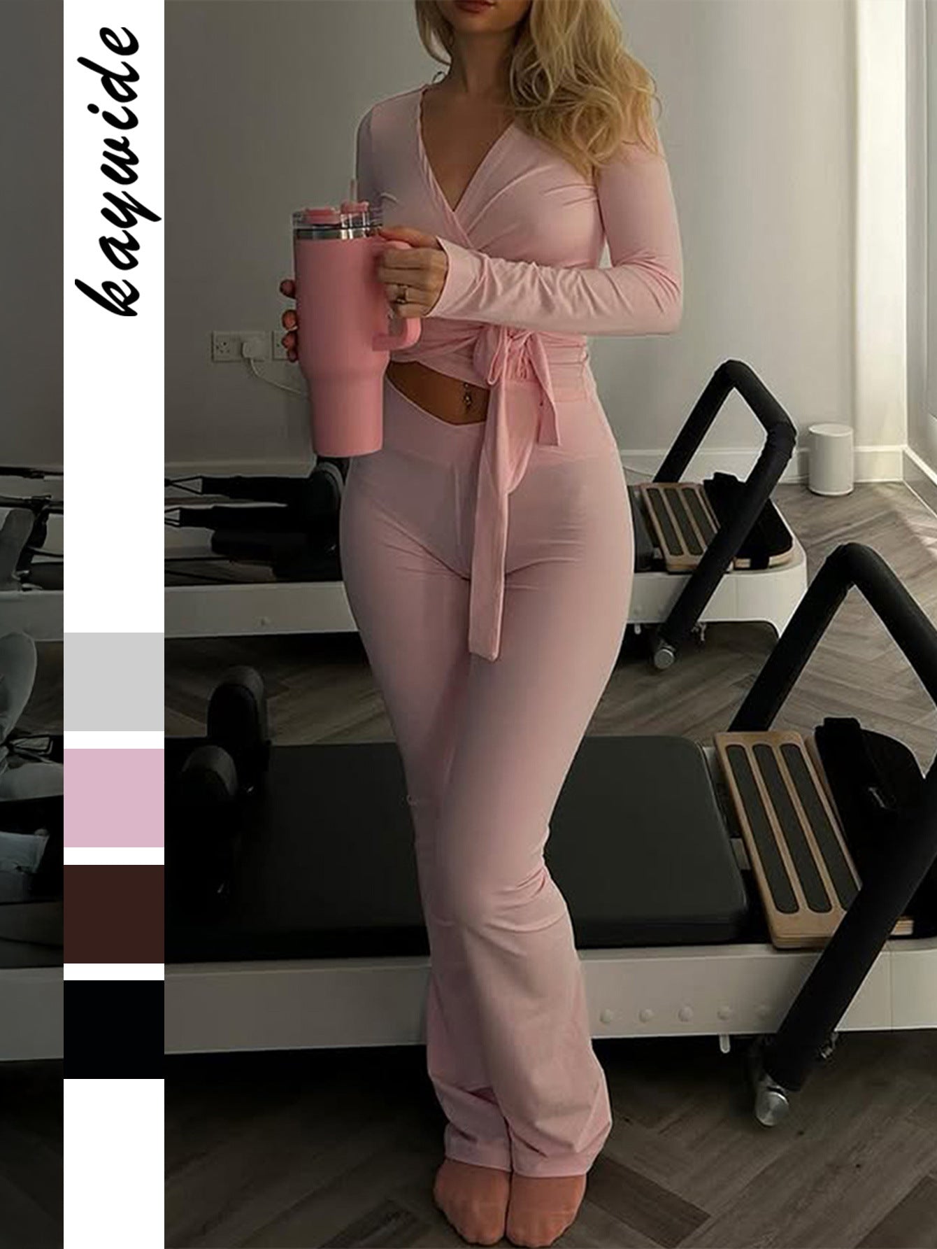 Women's Stylish Long Sleeve Top and Yoga Pants Set