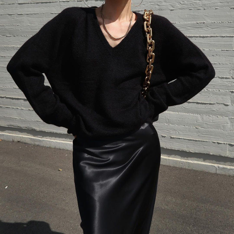 Elegant High-Waisted Satin Bodycon Midi Skirt