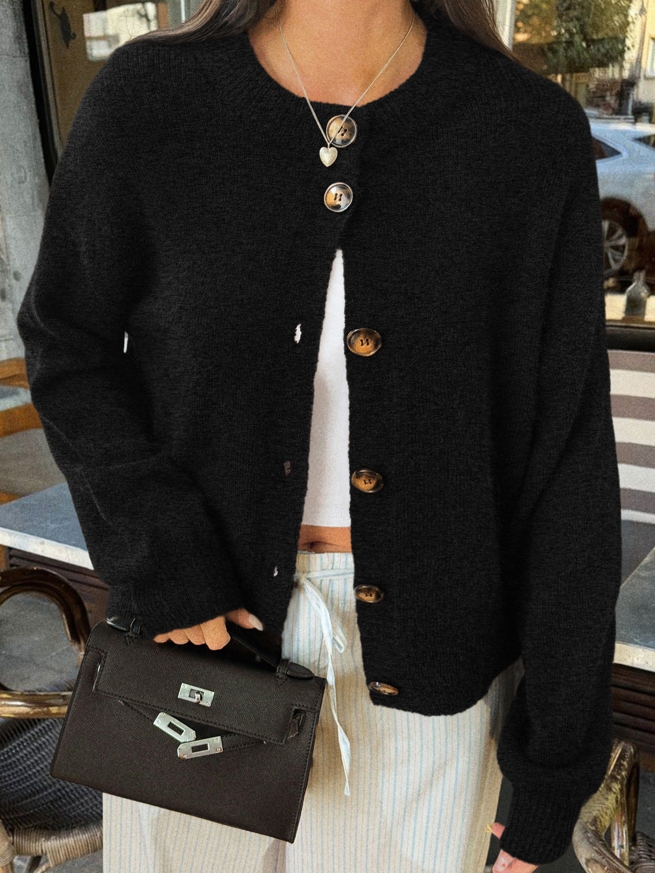 Minimalist Long Sleeve Button Down Knit Cardigan