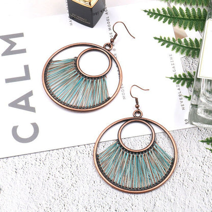 Handmade Geometric Hoop Earrings Set Vintage Heart Accessories