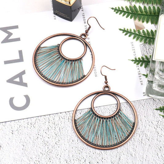 Handmade Geometric Hoop Earrings Set Vintage Heart Accessories