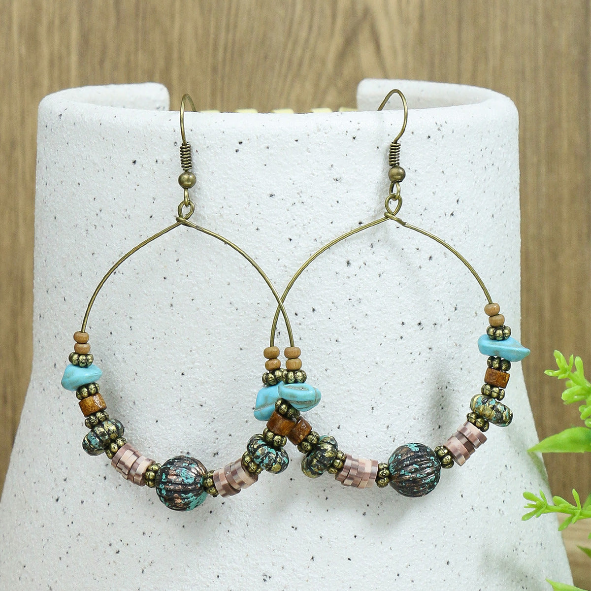 Retro Handmade Beaded Circle Earrings for Women Bohemian Style
