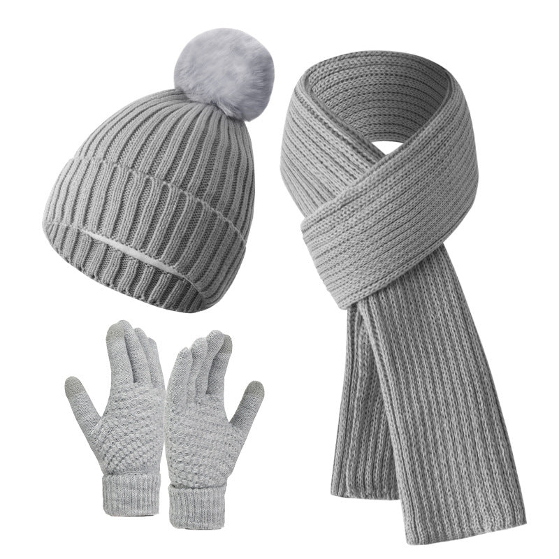 Warm Knitted Winter Hat, Scarf, And Gloves Set