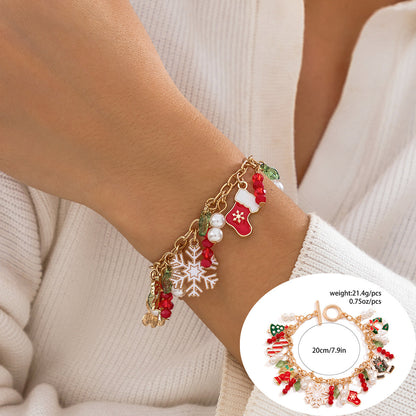 Christmas Themed Polymer Clay Bead Bracelet Set