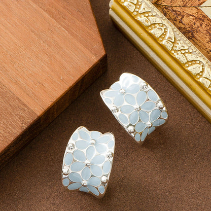 Chic Floral C-Shaped Earrings With 925 Silver Posts