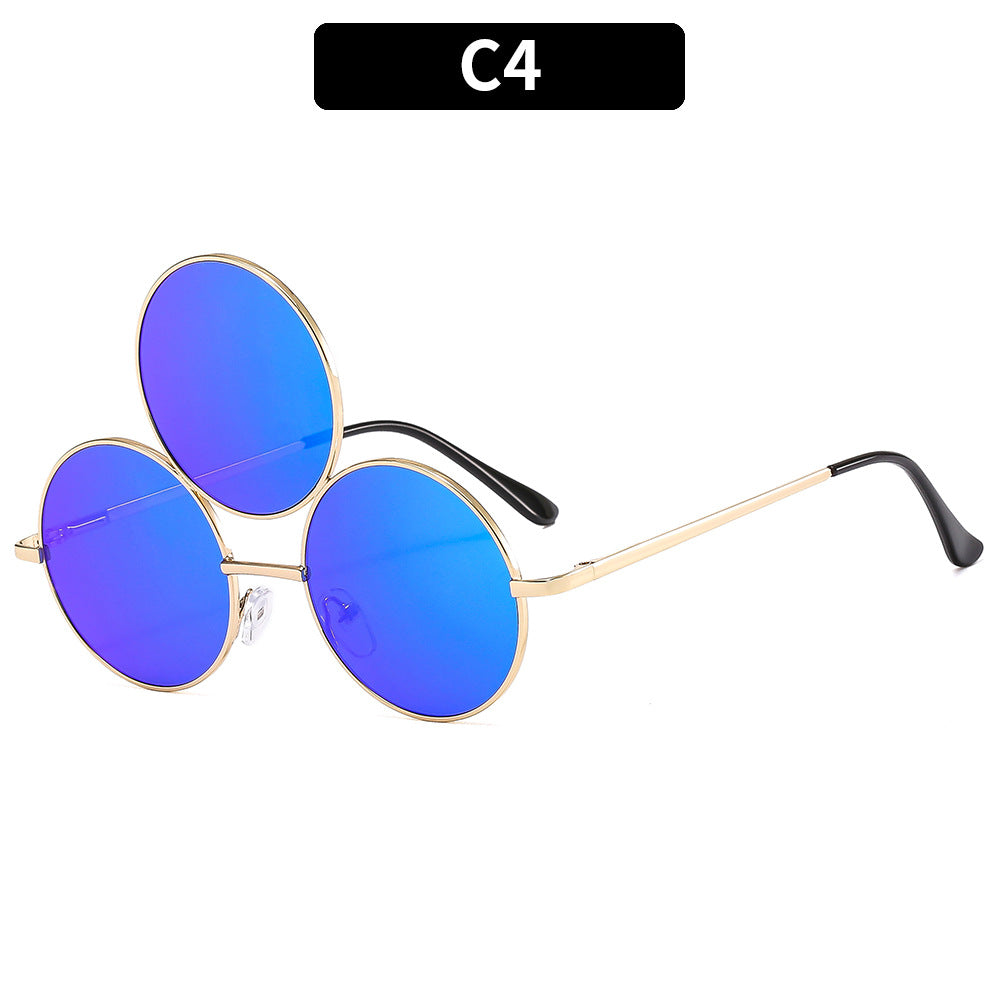 Trendy Round Sunglasses with Unique Double Ring Design