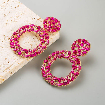 Geometric Crystal Drop Earrings Trendy Fashion Statement