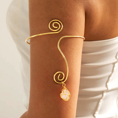 Floral Open Arm Cuff Bracelet Geometric Punk Style Beach Party Jewelry