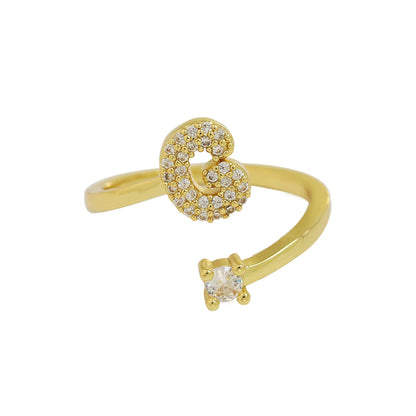 Letters AâZ Sparkling Zircon Adjustable Ring