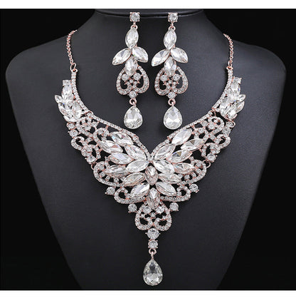 Vintage-Inspired Statement Crystal Gem Necklace Set for Women