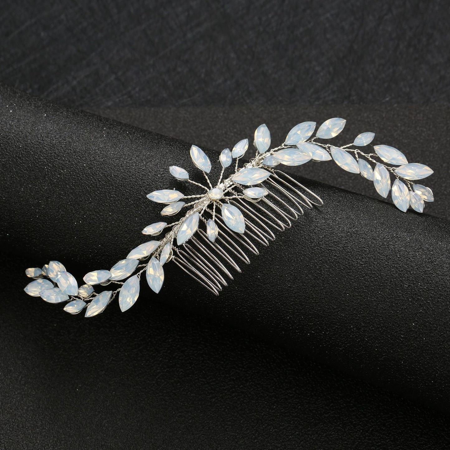 Bridal Hair Comb with Handcrafted Glass and Rhinestones