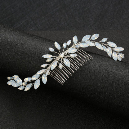 Bridal Hair Comb with Handcrafted Glass and Rhinestones