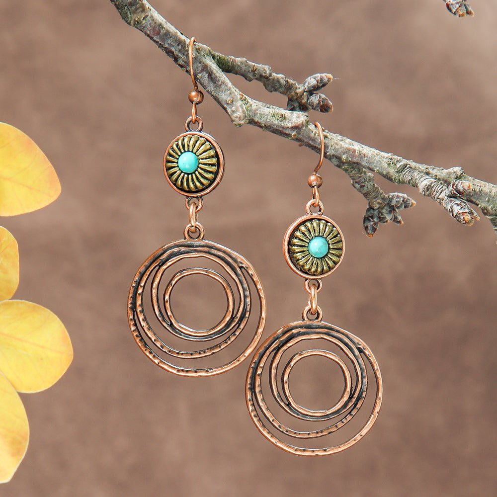 Bohemian Geometric Metal Earrings Creative Design for Women