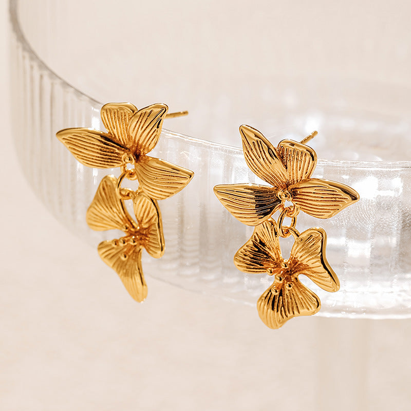 Irregular Vintage Flower Pendant Elegant Earrings