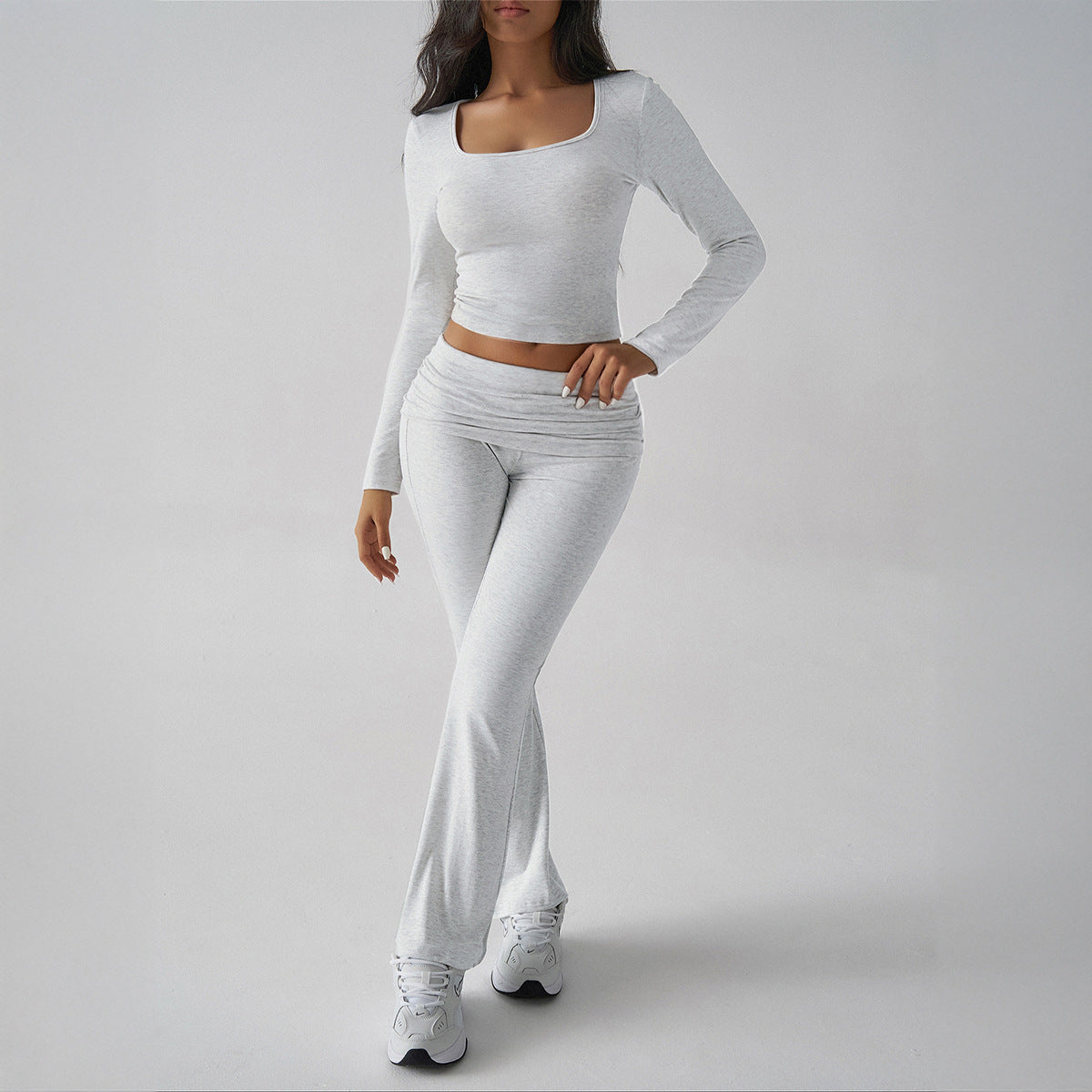 Casual Knit Long Sleeve Top and Pants Set