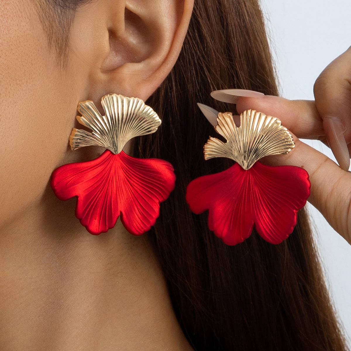 Colorful Pearl Flower Earrings Trendy Chic Fabric Design