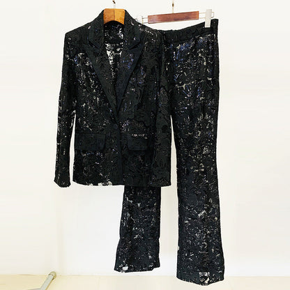 Mesh Embroidered Sequin Suit Set
