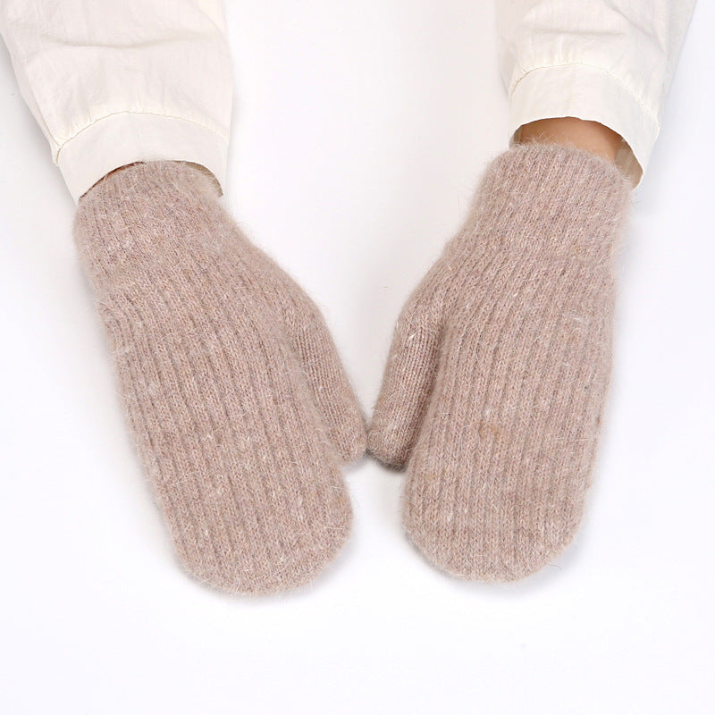 Simple Padded Knit Mittens Gloves
