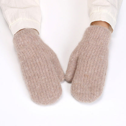 Simple Padded Knit Mittens Gloves