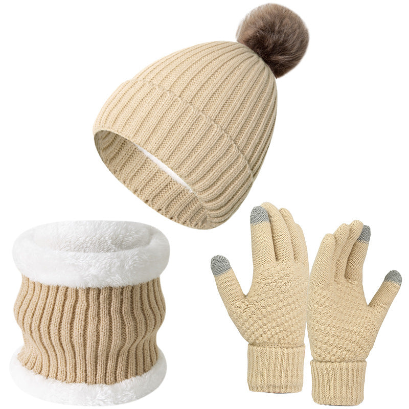 Warm Knitted Winter Scarf, Hat, and Gloves Set