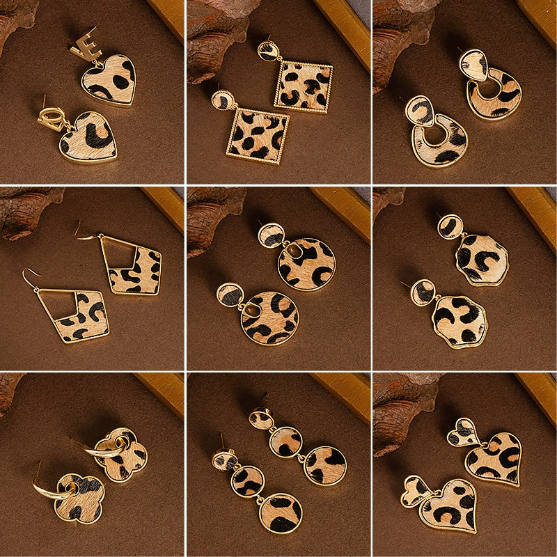 Natural Horse Hair Leopard Print Earrings Luxury Fashion Accessories
